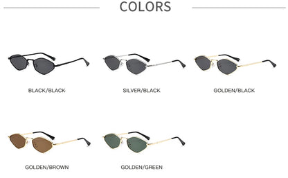 Fashion Female Small Frame Polygon Sunglasses Women Brand Designer Metal Frame Eyeglasses UV400 Protection Shades Oculos