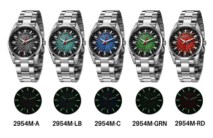 BERNY Men's Watch 10ATM Sapphire Luminous Fashion Quart Watches Full Stainless Steel Classic Dress Business Wristwatch
