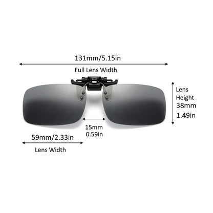 Classic Square Flip Up Clip On Sunglasses Men Polarized Night Vision Driving UV400 Women Photochromic Sun Glasses Clips