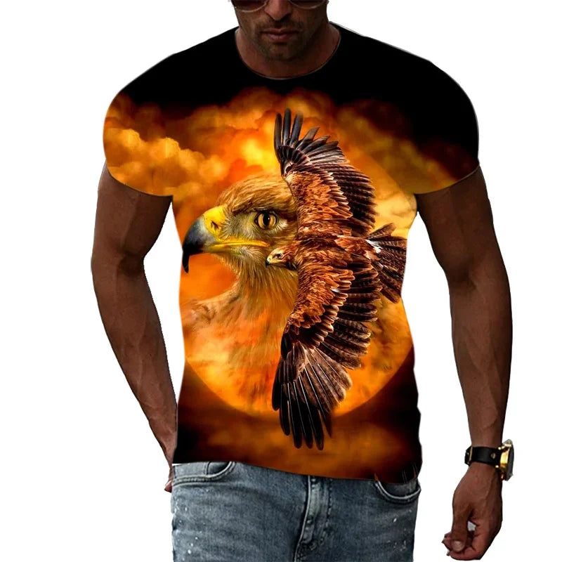 3D Printed Funny Eagle T Shirt For Men Cool Animal Pattern Tees Summer Harajuku Loose Round Neck Tops Short Sleeve Kids T-Shirts