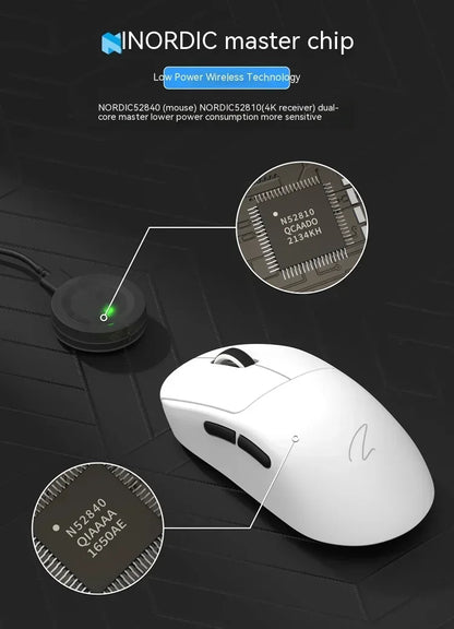 Zaopin Z2 Wireless Gaming Mouse 3-Mode PAW3395 4K Polling Rate Lightweight Esports Mouse for PC, Laptop & Gaming