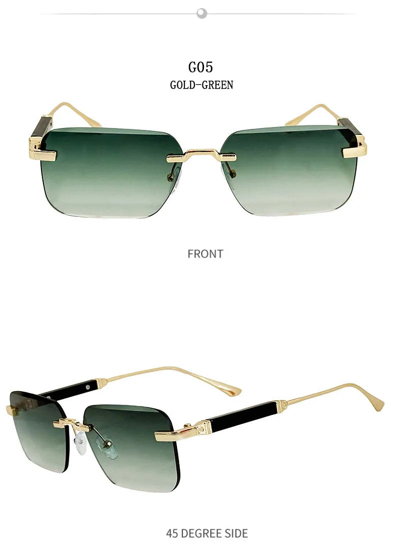 New 2024 Square Sunglasses Women Trendy Vintage Designer Rimless Sunglasses For Men Vacation Fashion Glasses Lentes De Sol Mujer