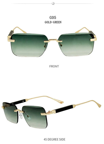 New 2024 Square Sunglasses Women Trendy Vintage Designer Rimless Sunglasses For Men Vacation Fashion Glasses Lentes De Sol Mujer