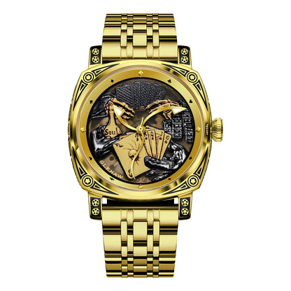 Glenaw Poker Series Top Brand Luxury Fashion Personalized Fully Automatic Mechanical Gold Watch Men's Waterproof Watch