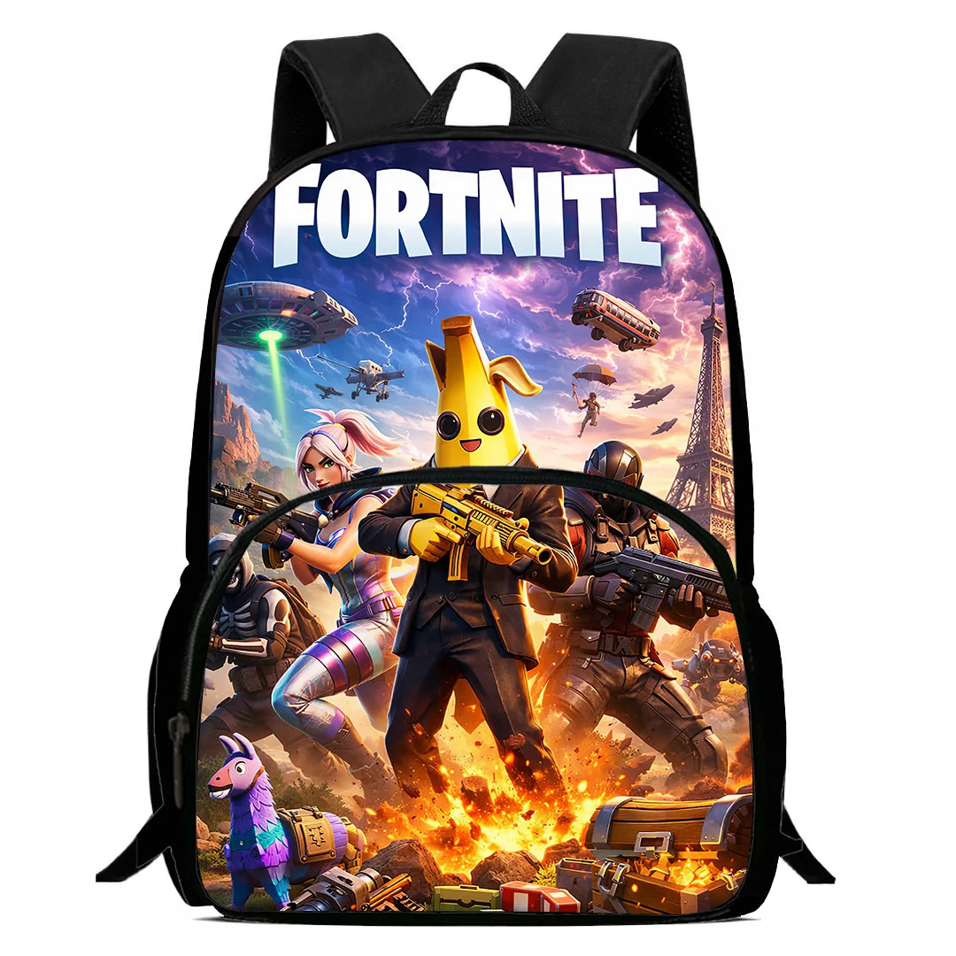 Kids School Backpack with Front Pocket, Light Weight Cartoon Fortnite Children Backpack For Age 6-9, Bags For Boys Girls