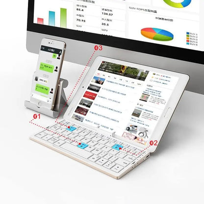 Teclado Dobrável Jomaa Bluetooth Recarregável para Portátil, iPad e Telemóvel – Mini Teclado Dobrável Portátil Bluetooth