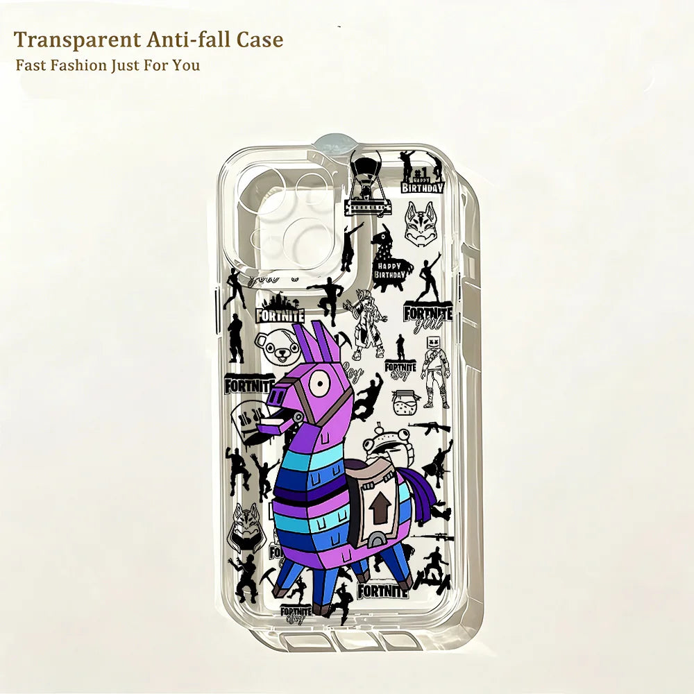 Hot Game Fortnite Phone Case for iPhone 17e 17 16 16e 15 14 13 12 11 Mini Pro Max X XR XS Max 7 8 Air Plus Clear Back Cover