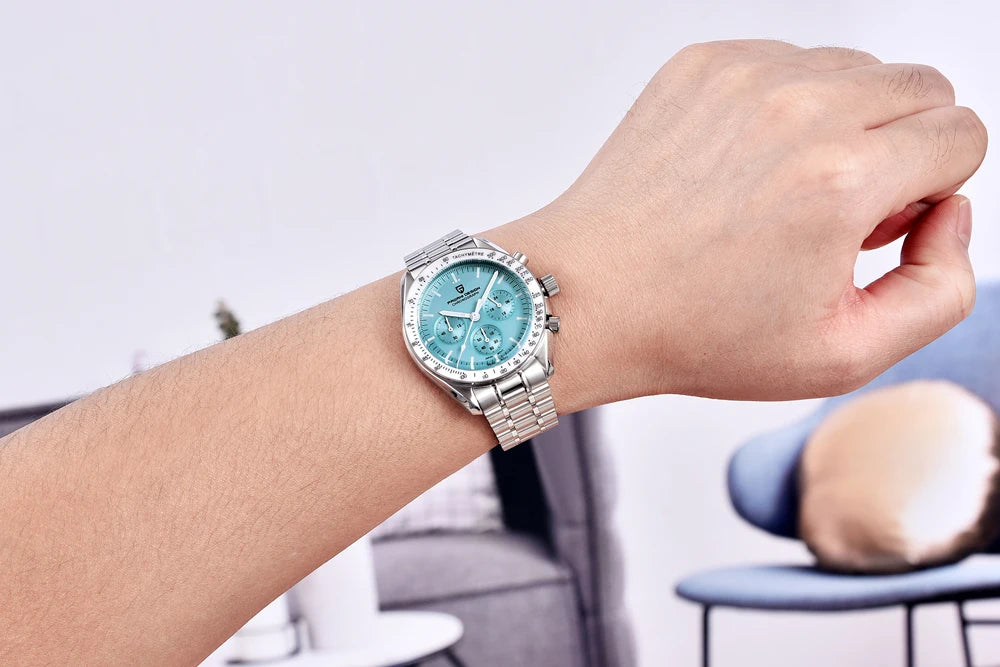 PAGANI DESIGN 2026 New Moon Watch Retro Luxury Quartz Watches For Men Stainless steel Luminous waterproof Sport Chronograph Man