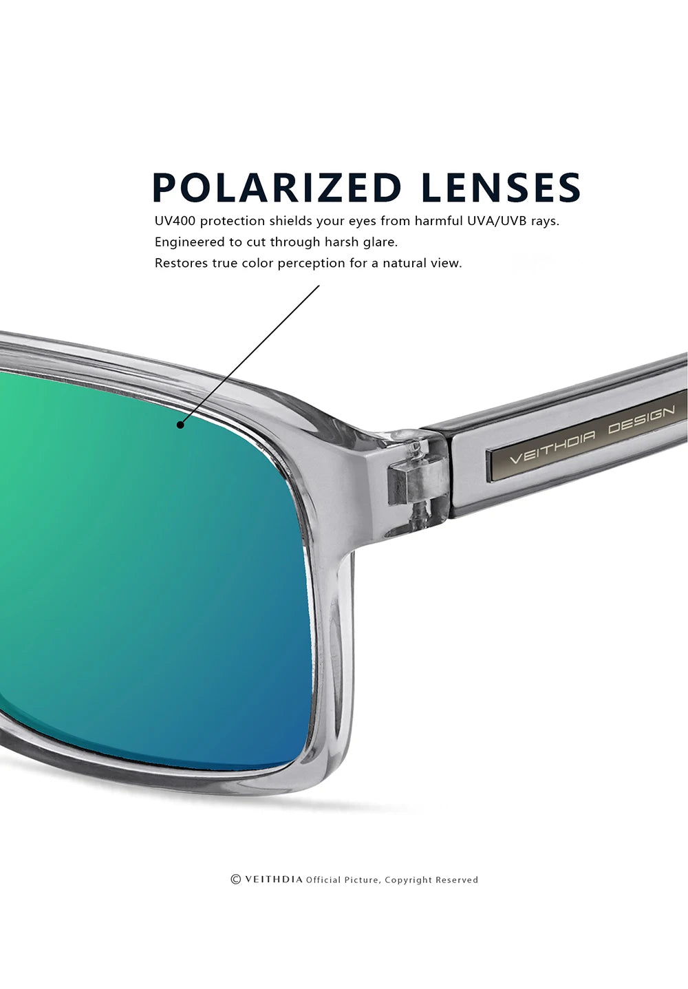 VEITHDIA Polarized UV400 Sunglasses Fashion Photochromic Gradient Mirror Lens Sports Driving Eyeglasses for Men And Women X7919