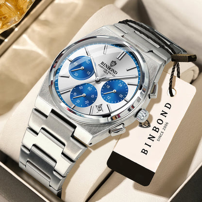 BINBOND nauwkeurig quartzhorloge voor heren, robuust, automatische datum, chronograaf, verlicht, waterdicht, luxe, casual herenhorloge Reloj