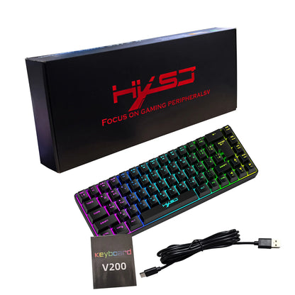 Teclado Mecânico Gaming Russo-Inglês de 68 Teclas, Teclado Bilingue com Retroiluminação RGB para Gaming