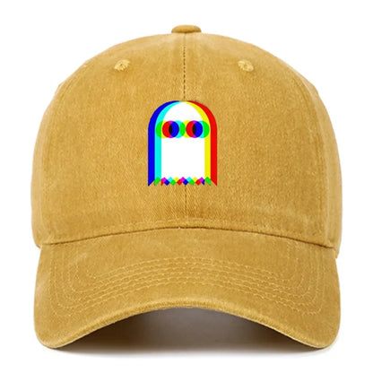 Colorful ghost print baseball cap suitable for daily dressing up and Halloween parties, adjustable outdoor sun protection hat