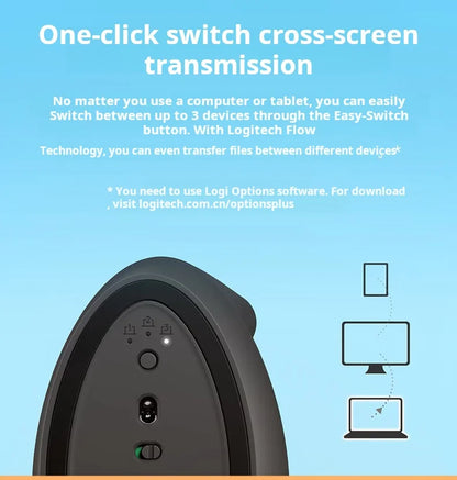 Logitech Lift Ergonomic Bluetooth Wireless Mouse, Vertical Ergonomic Mouse with 4000 DPI, Multi-Device Wireless Mouse for Business, Home Office & Laptop