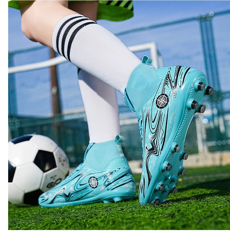 Men Professional Soccer Cleats Football Boots Studs Non Slip Breathable Training Boys Match Sneakers Comfortable for Grass Turf