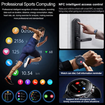 2026New Blood Pressure Air Pump Airbag Accurate Measure Smart Watch Men Micro Physical Examination Health ECG Smartwatch NFC BOX