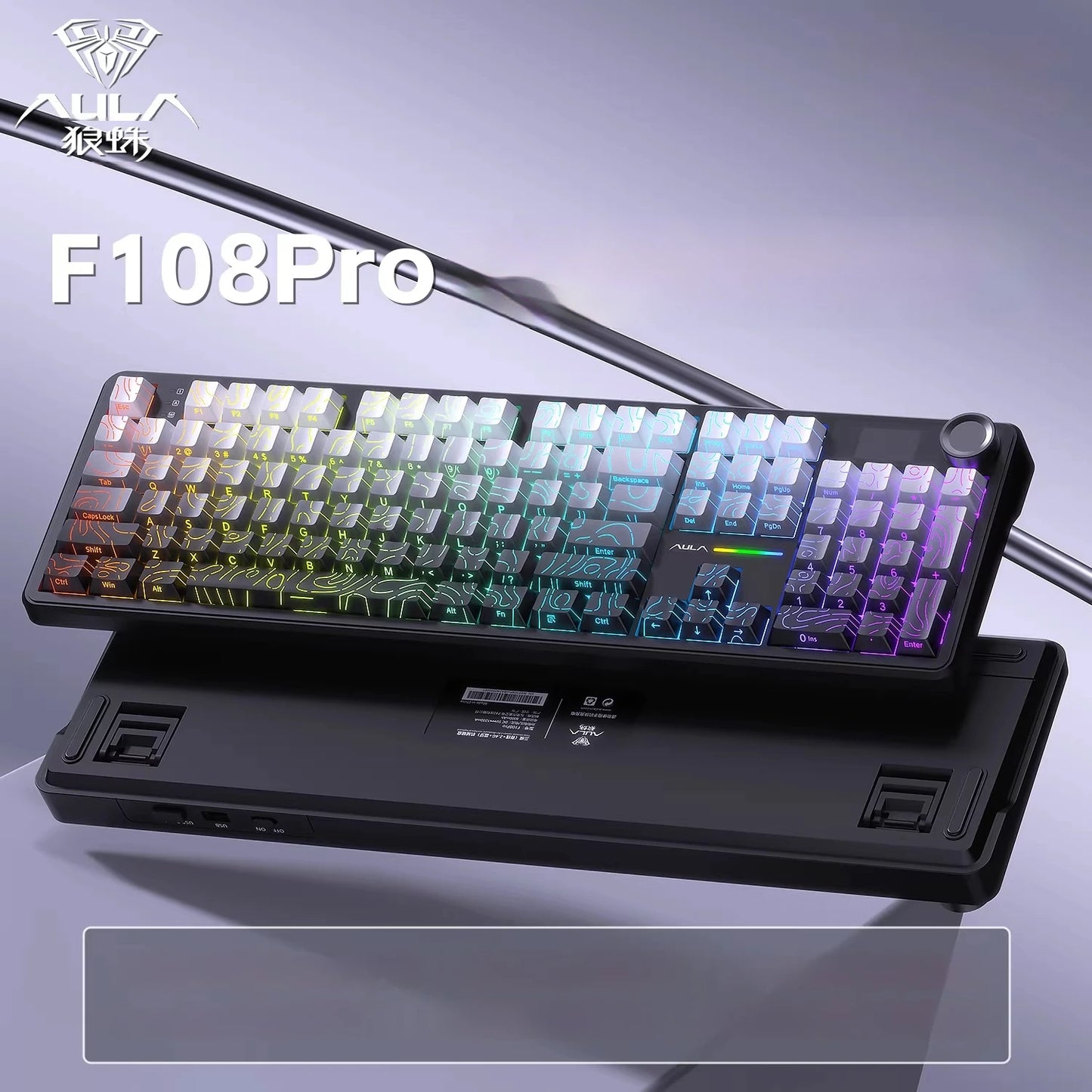 Teclado Mecânico AULA F108 PRO Personalizado Layout 100% Retroiluminação RGB Sem Fios Bluetooth Interruptores Hi-Fi Teclado Gaming
