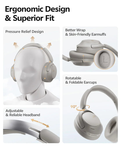 QCY H3S -56dB Adaptive ANC Over Ear Bluetooth 6.0 Headphones – Hi-Res LDAC Wireless Headset, 102H Battery, Dual Driver Spatial Sound