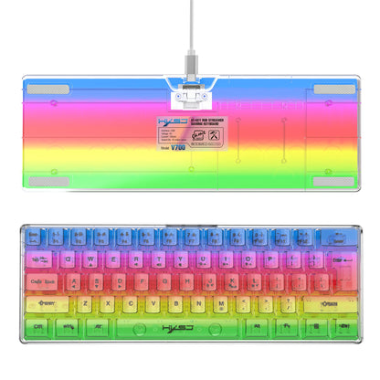 Teclado Gaming Transparente com Fio HXSJ 60%, Retroiluminação RGB, Ultra-Compacto, Impermeável, Teclado Compacto Pequeno de 61 Teclas para PC/Mac