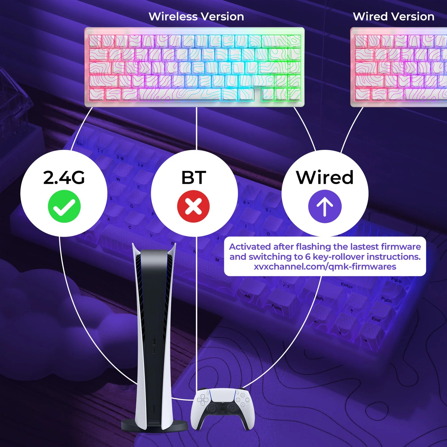 Teclado mecânico XVX M67 JadeStone com teclas IMD-Tech, hot-swappable, gasket, tri-mode, RGB personalizado, sem fios, 65%