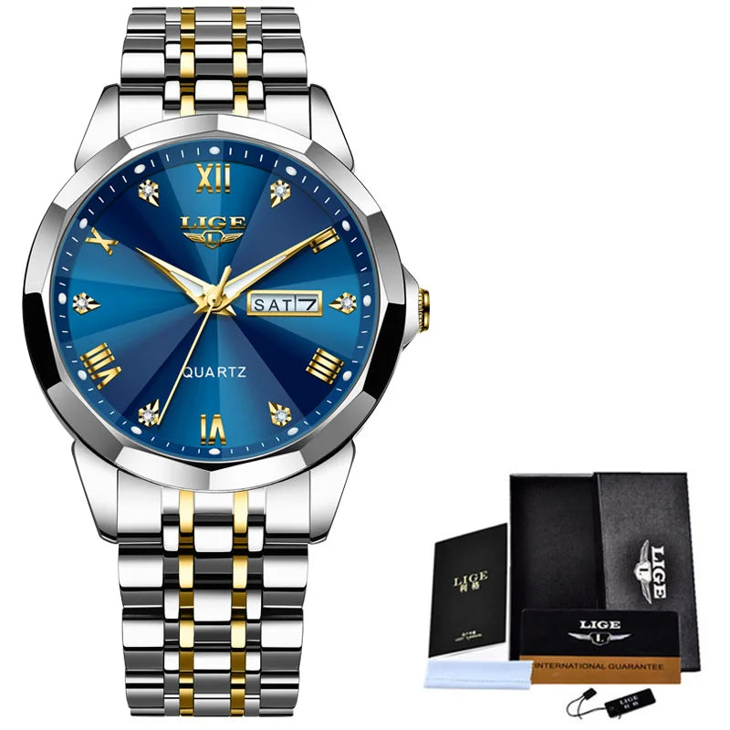 LIGE Fashion Quartz Wristwatches Casual Sport Military Watch For Women Top Brand Luxury Waterproof Watch Ladies Relogio Feminino