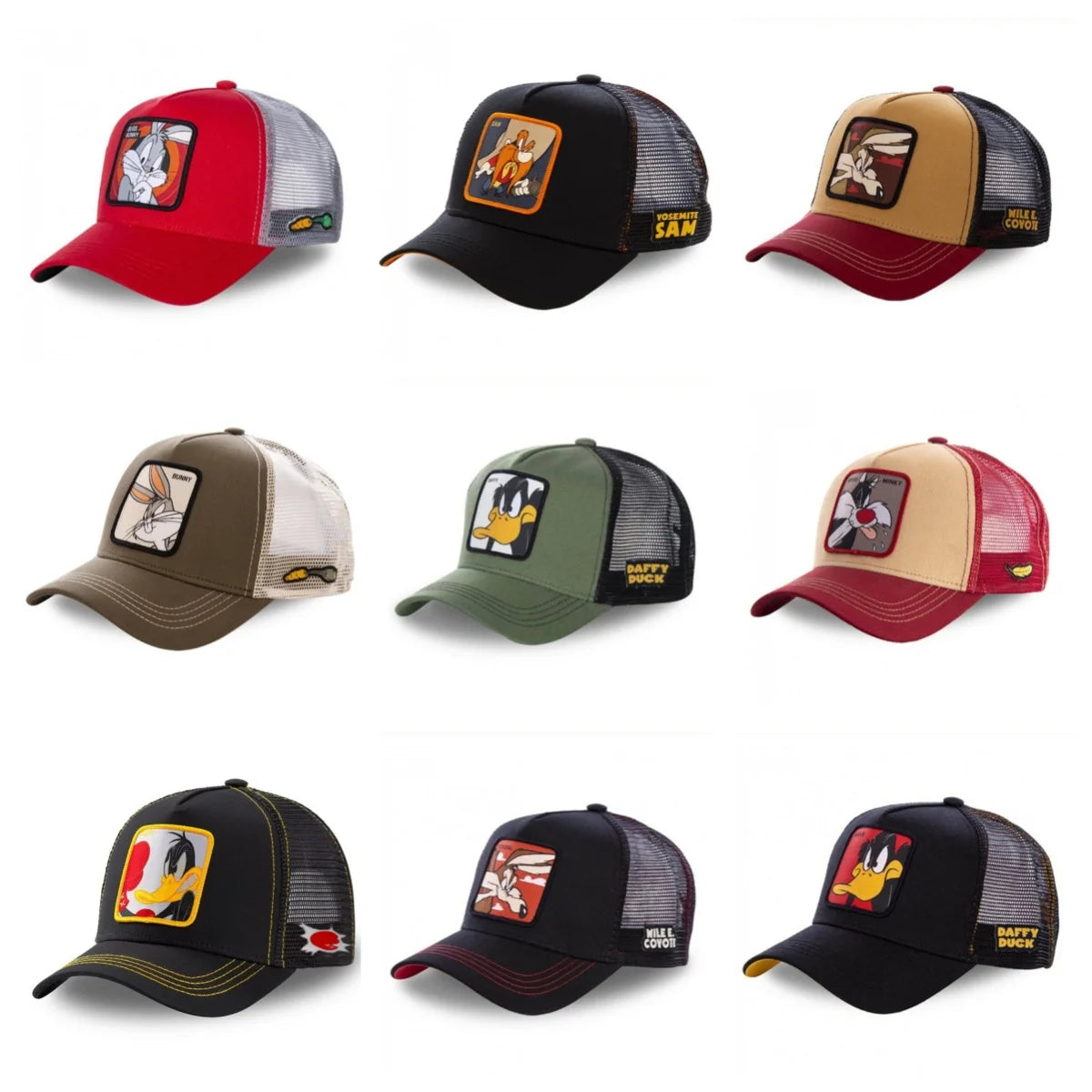 Unisex Anime Cartoon Cap Embroidered Patch Draw Baseball Cap Male Female Trucker Hat Mesh Hats Sun Hat