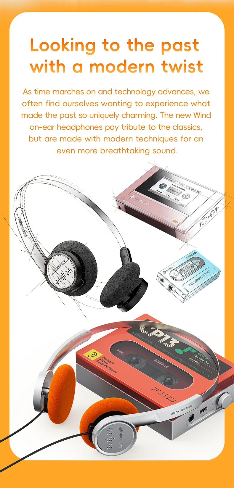 FiiO Wind 3.5mm Wired On-Ear Headphones with Microphone, HiFi Sound 40mm Dynamic Driver Gaming & Recording Headphones