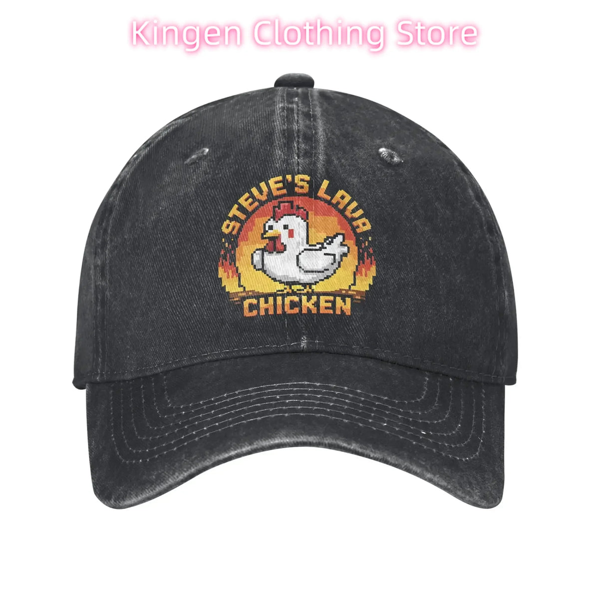 Șapcă de baseball unisex „Chicken Jockey Lava Chicken Print Steves Hat Fashion Distressed Washed”, ajustabilă