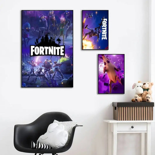 Fajna naklejka plakatowa F-FORTNITE w wysokiej rozdzielczości, idealna do odświeżenia ścian w domu i pokoju, dostępna w różnych stylach.