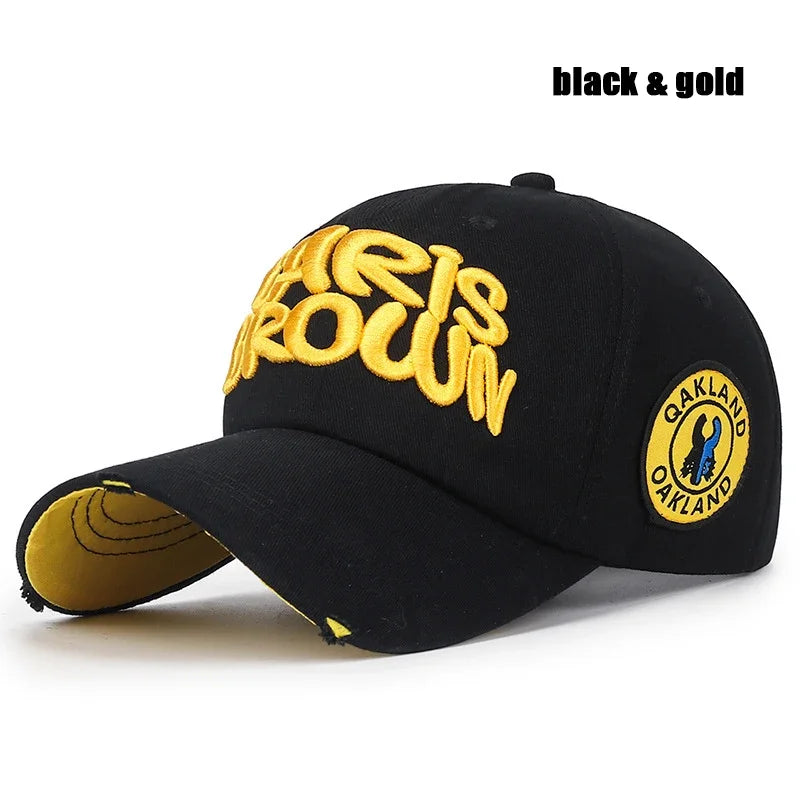 Modna czapka baseballowa do sportu na świeżym powietrzu, unisex, dla mężczyzn i kobiet, z uniwersalnym haftem literowym, regulowana czapka typu snapback