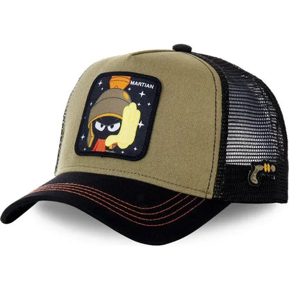 Unisex Anime Cartoon Cap Embroidered Patch Draw Baseball Cap Male Female Trucker Hat Mesh Hats Sun Hat