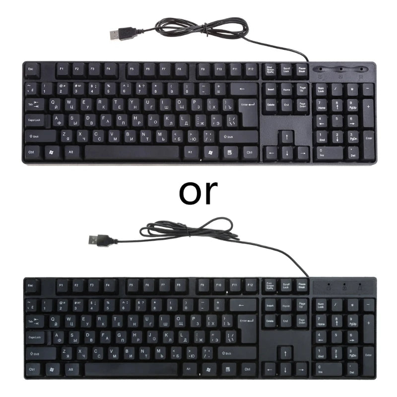 Teclado ergonómico USB para PC, teclado russo / teclado inglês, DropShipping