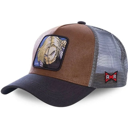 Dragon Ball Buu Goku sapka Nyári utazós csúcsos sapka Férfi hímzett hip-hop stílusú napellenzős állítható trucker hálós sapka