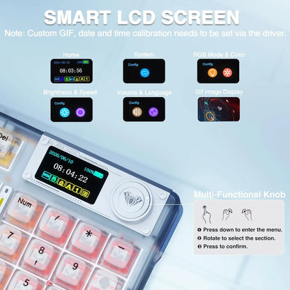 AULA F98Pro V3 Mechanical Keyboard 3-mode Wireless Bluetooth Hot-swap E-sports Customized Transparent Keycaps RGB Game Keyboards