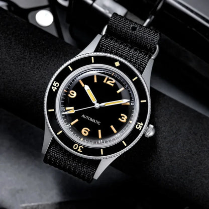 50-Fathoms Retro Black 40mm Double Domed Sapphire Automatic Miyota 8215 Movement Men Watch 20ATM Green Luminous Ceramic Bezel