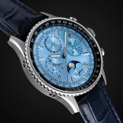 Sugess Chronograph Watch of Man ST1908 Swanneck Movement Mechanical Moonphase Wristwatches Waterproof Calendar Vintage New S468