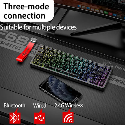 Magnetic Switch Gaming Keyboard Attack Shark X68HE And FreeWolf F68/F68Pro 8K Wired 1K Wireless RGB Rapid Trigger Hall Effect
