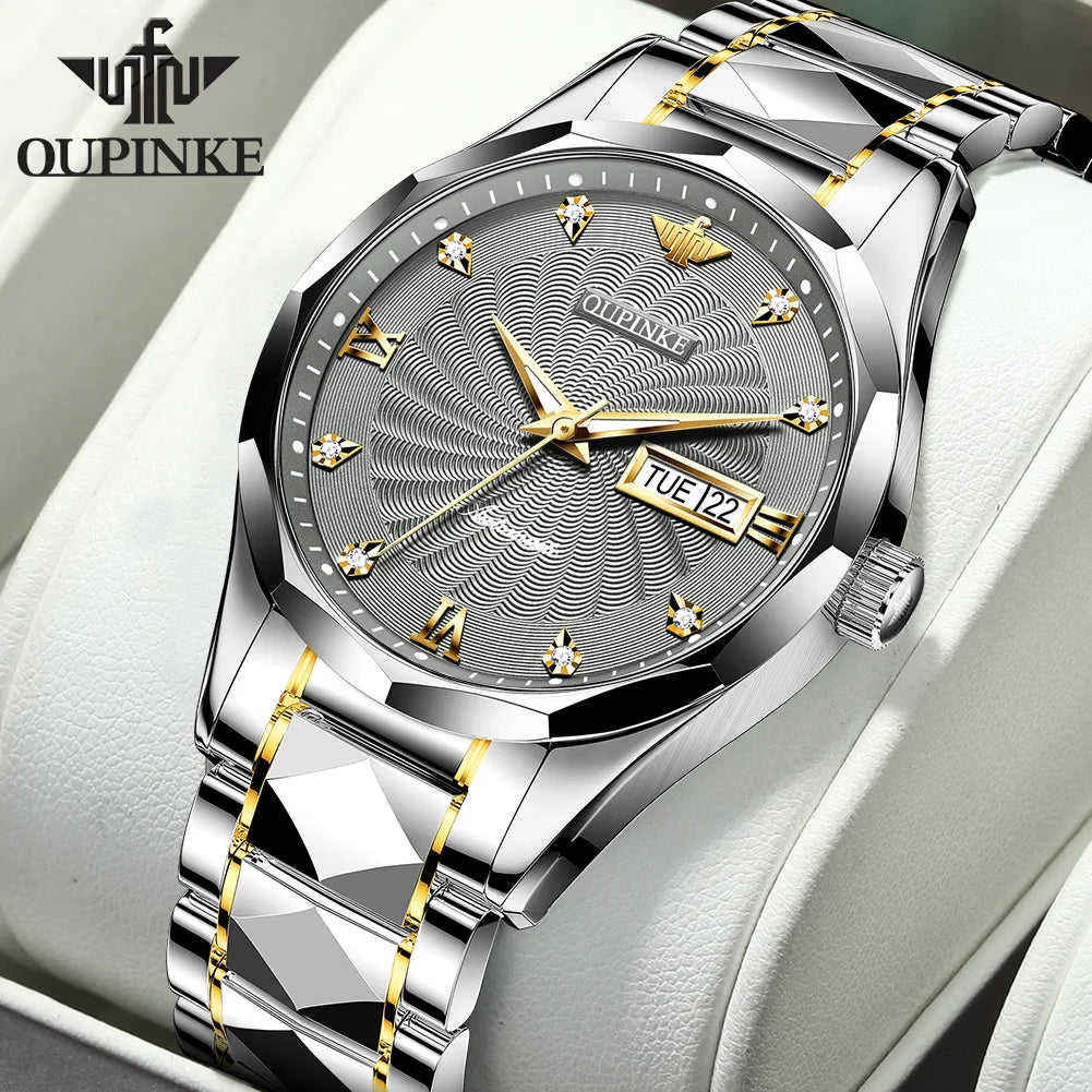 OUPINKE 3169 Japan Movement Men's Watch Classic Luxury Men's Watches Tungsten steel Strap Man Wristwatch
