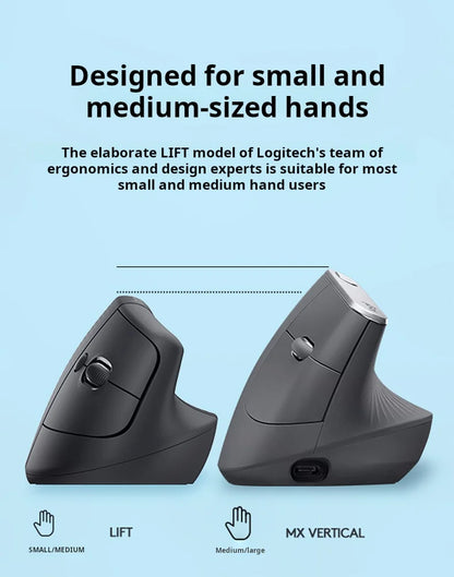 Logitech Lift Ergonomic Bluetooth Wireless Mouse, Vertical Ergonomic Mouse with 4000 DPI, Multi-Device Wireless Mouse for Business, Home Office & Laptop