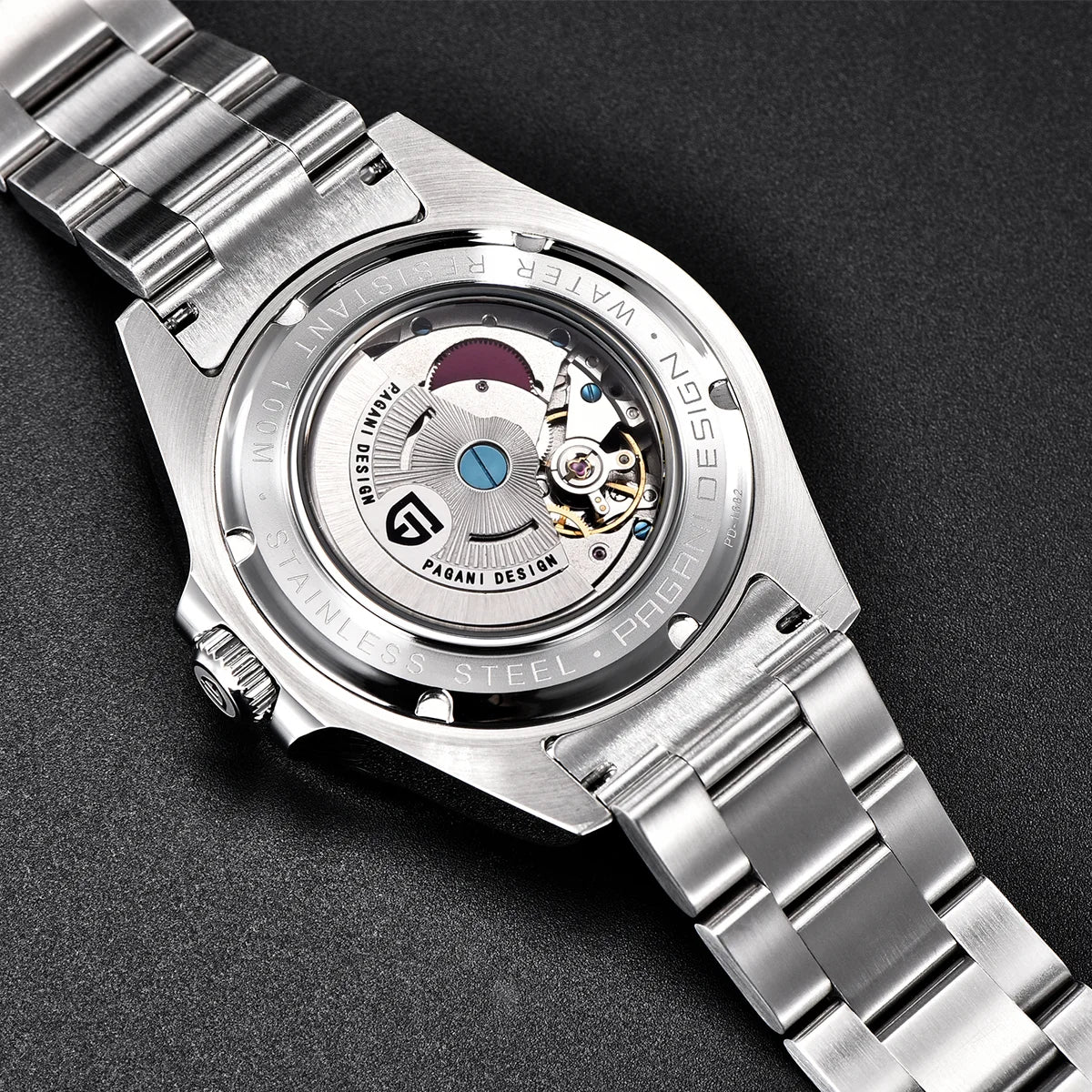 Pagani Design 2026 Nuovo orologio subacqueo da uomo 42mm in zaffiro, automatico meccanico GMT, impermeabile 100m PD1682