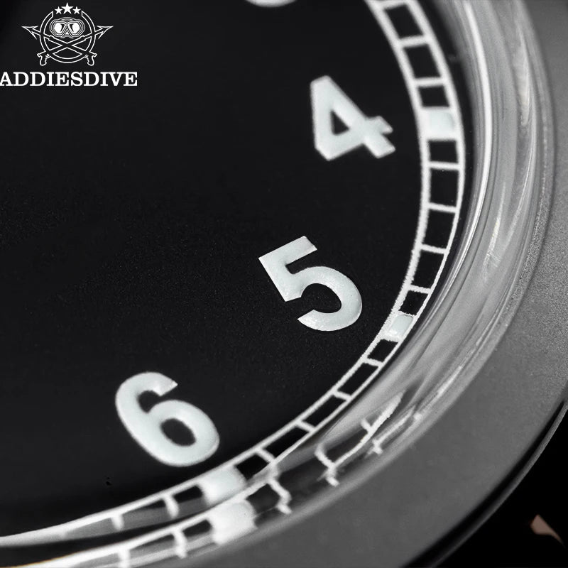 ADDIESDIVE Luxury Quartz Watch For Men New 36mm AR Coated Bubble Glass AD2079 Luminous 100m Waterproof Stainless Steel Men Gift