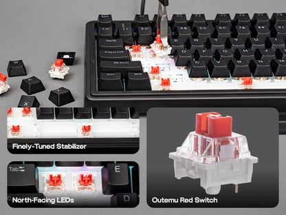Teclado mecânico EPOMAKER x AULA F75 com fio, 75%, layout ANSI US, gasket, hot-swap, para Mac/WIN/Android, com botão rotativo
