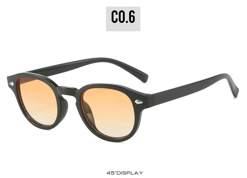 Simple Vintage Round Sunglasses Women Men 2025 Luxury Brand Design Retro Rivet Yellow Blue Lens Square Sun Glasses Female UV400