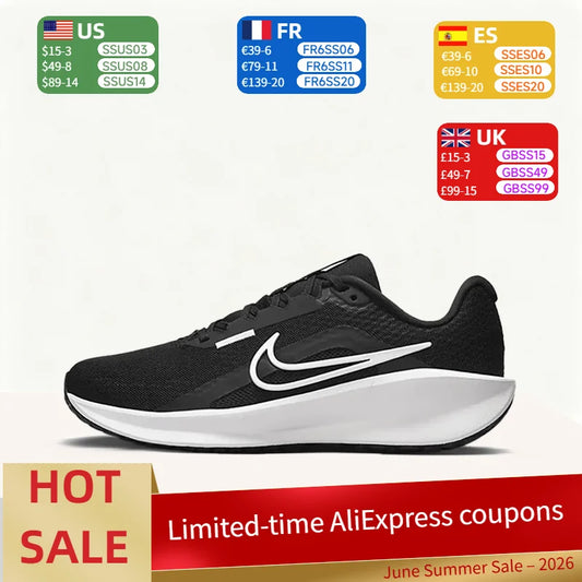 Nike DOWNSHIFTER 13 Comfort Fabric Breathable Low-Top Casual City Commuter Running Shoes Women's Black/White FD6476-001