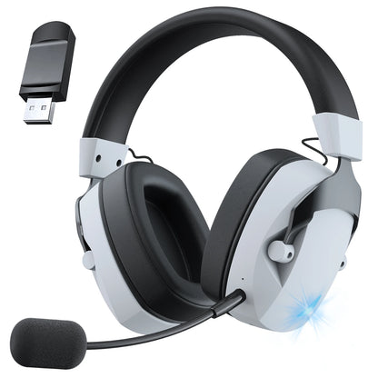 Auscultadores Gaming com Microfone Destacável com Cancelamento de Ruído – 3 Modos: Bluetooth 5.3 Sem Fios, 2.4G USB e Ligação com Fio 3.5mm, com Drivers de 50mm