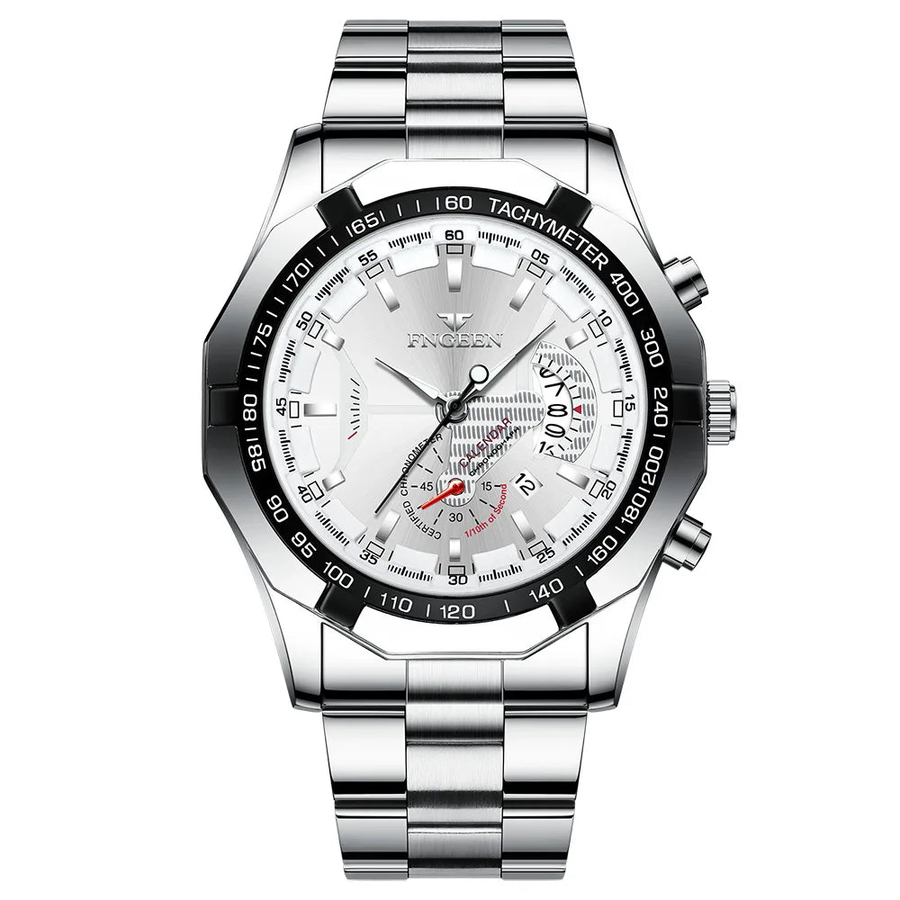 Montre-bracelet à quartz de luxe BINBOND pour homme, lumineuse, étanche, date automatique, en acier inoxydable