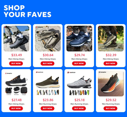 Baasploa Men Hiking Sneakers Outdoor Fashion Lightweight Breathable Shoes Male Casual Anti-Skid Wear-Resistant Climbing Shoes