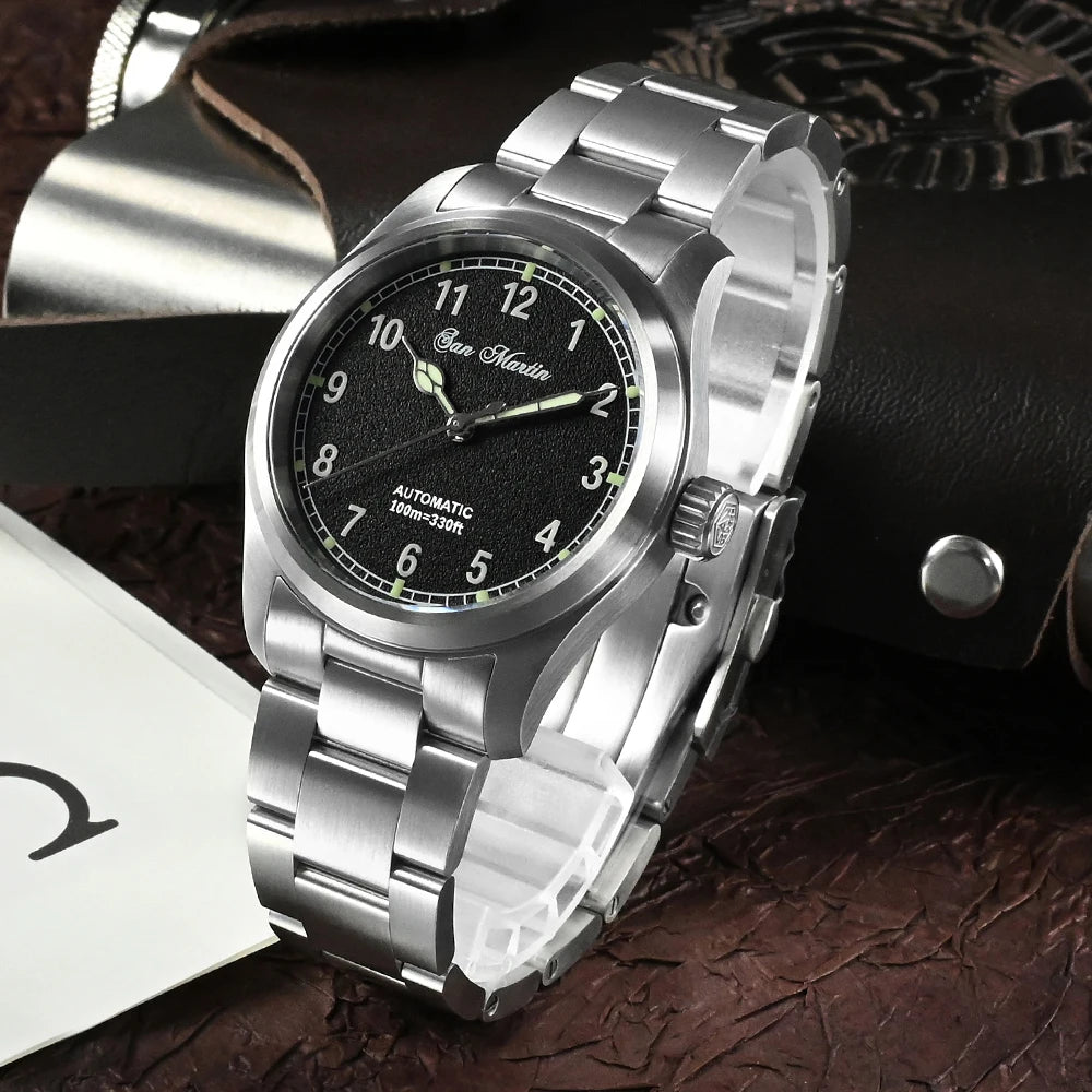 San Martin Simple Men Watch 37mm Pilot Miyota 8215 Classic Military Explore Automatic Mechanical Watches Waterproof 100m