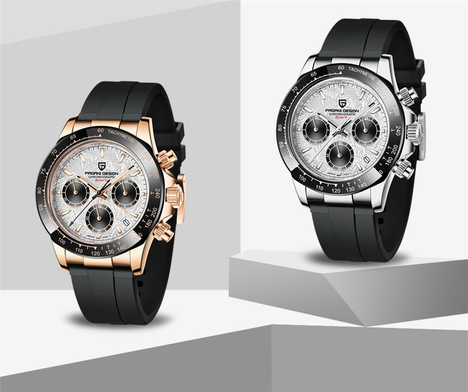 PAGANI DESIGN V2 40MM Quadrante meteorite Orologio da uomo al quarzo Cronografo retro in zaffiro Orologio impermeabile da uomo Reloj0 hombr