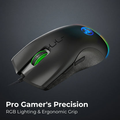 High-End Ergonomic Gaming Mouse with Anti-Slip Side Design Durable Braided Cable Breathing LED Lights USB Plug for PC