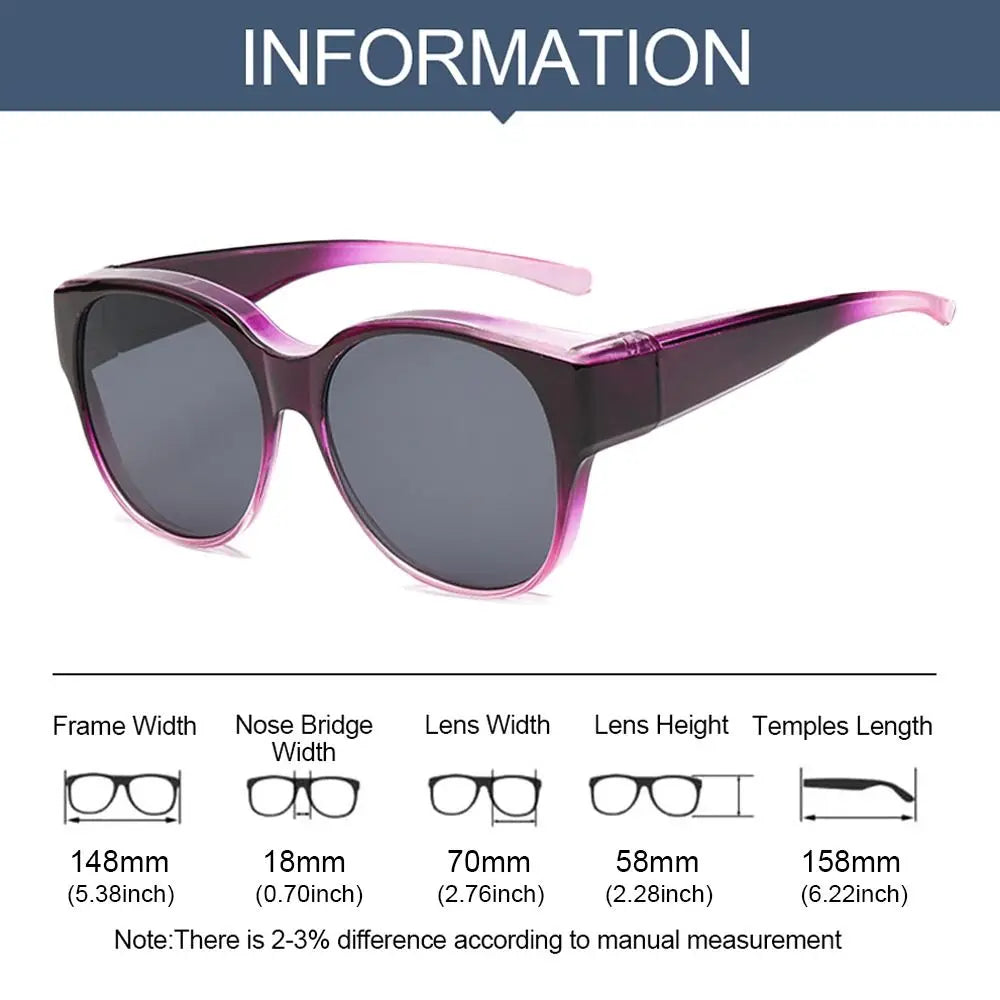 Fashion UV Protection Driving Sunglasses Round Frame Y2K Wear Over Glasses Retro Black Shades for Women Men